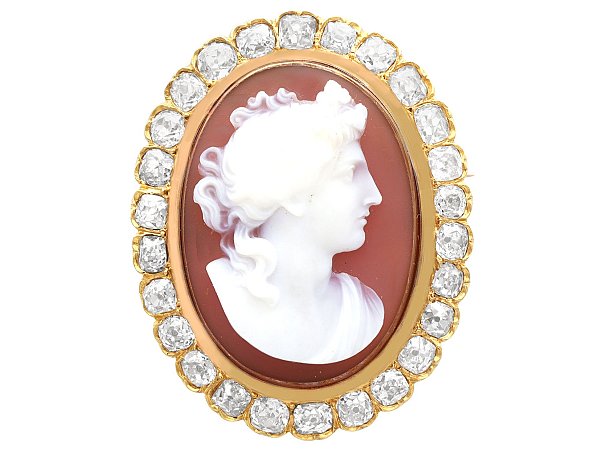 Cameo Brooch with Diamonds