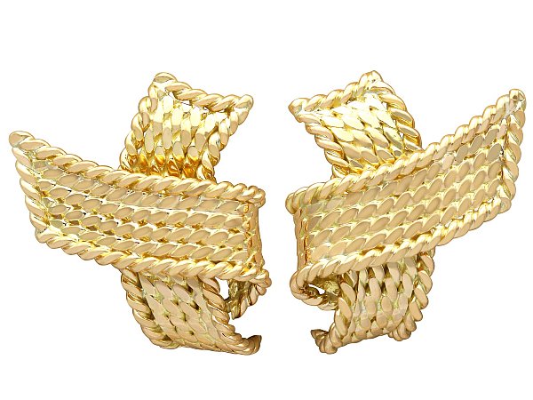 Yellow Gold Woven Clip On Earrings