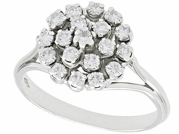 diamond and white gold vintage cluster ring 1970s