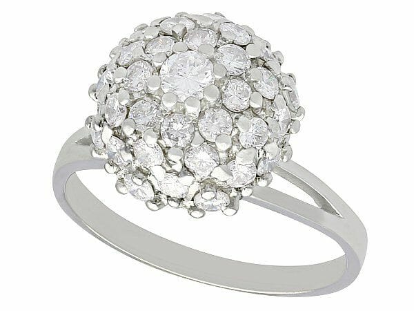diamond and white gold art deco style cluster ring vintage