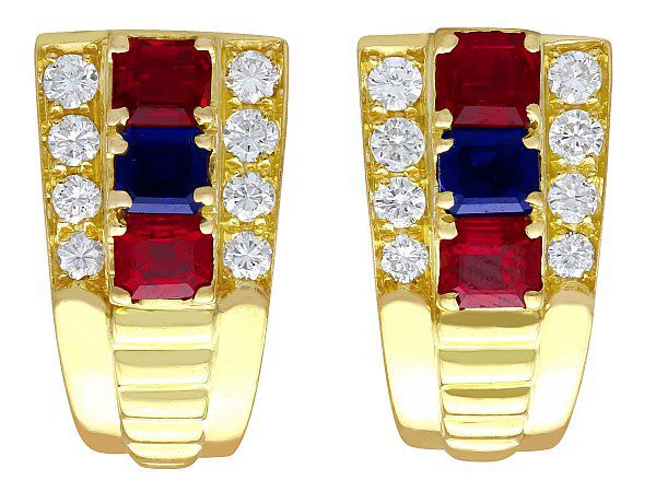vintage 190s ruby sapphire earrings