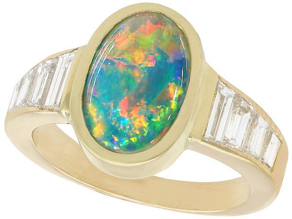 vintage opal and diamond ring