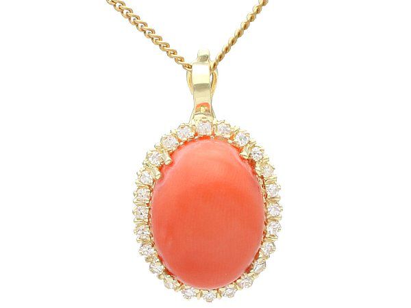 coral and diamond pendant 