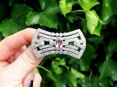 antique pink topaz brooch