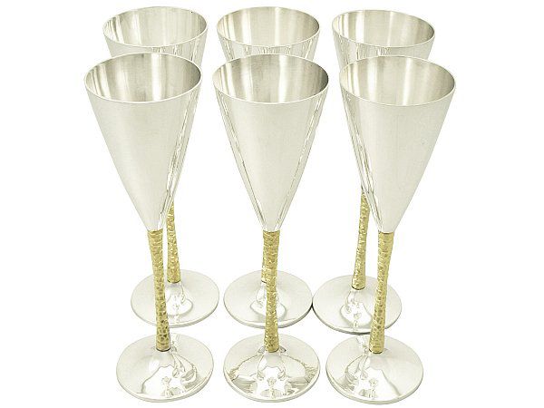 Stuart Devlin Gilt Champagne Flutes