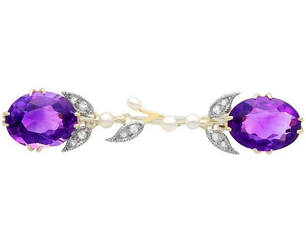 pearl and amethyst bar brooch