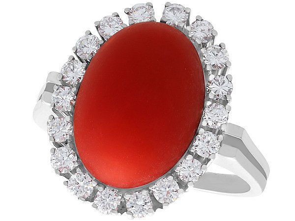 red coral and diamond ring