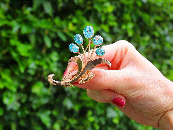 vintage blue zircon brooch