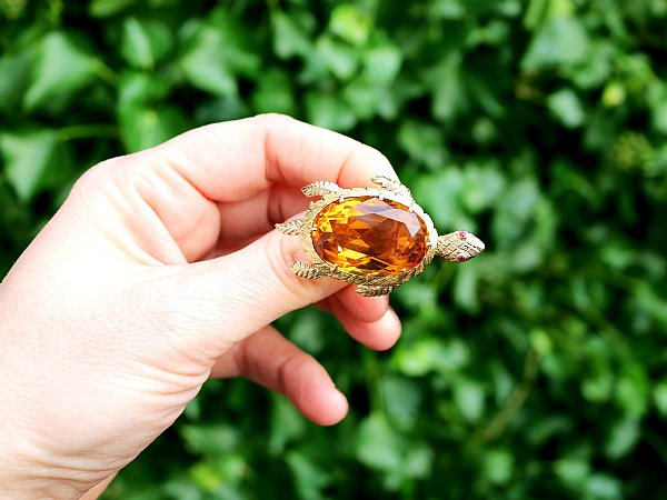 citrine turtle brooch