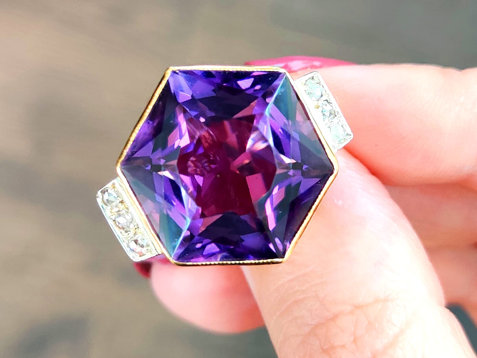 amethyst hexagon ring 