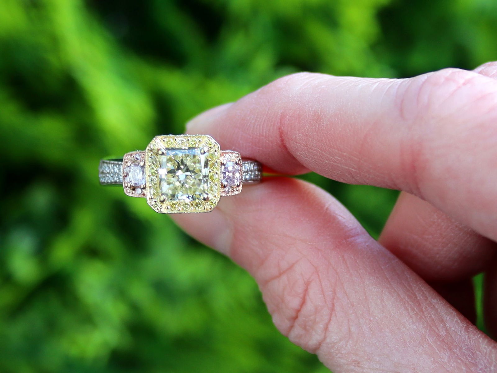 Yellow and pink diamond ring