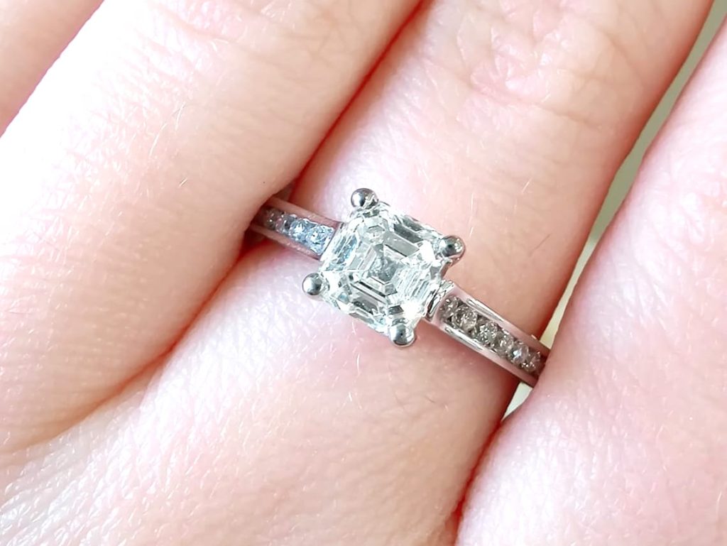 Asccher cut 1 carat solitaire