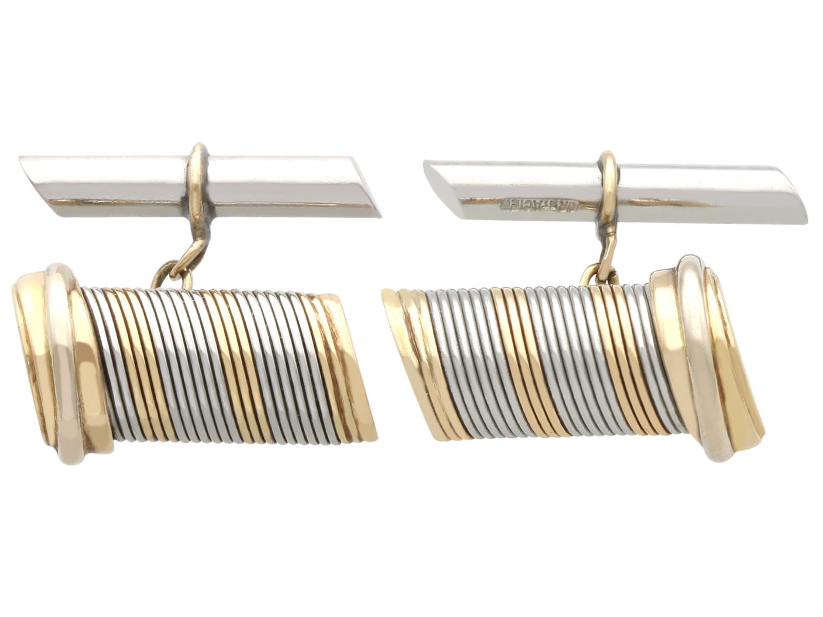 Yellow gold and steel Cartier cufflinks