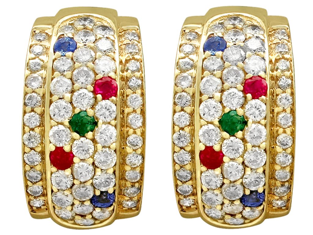 gemstone gold diamond earrings 