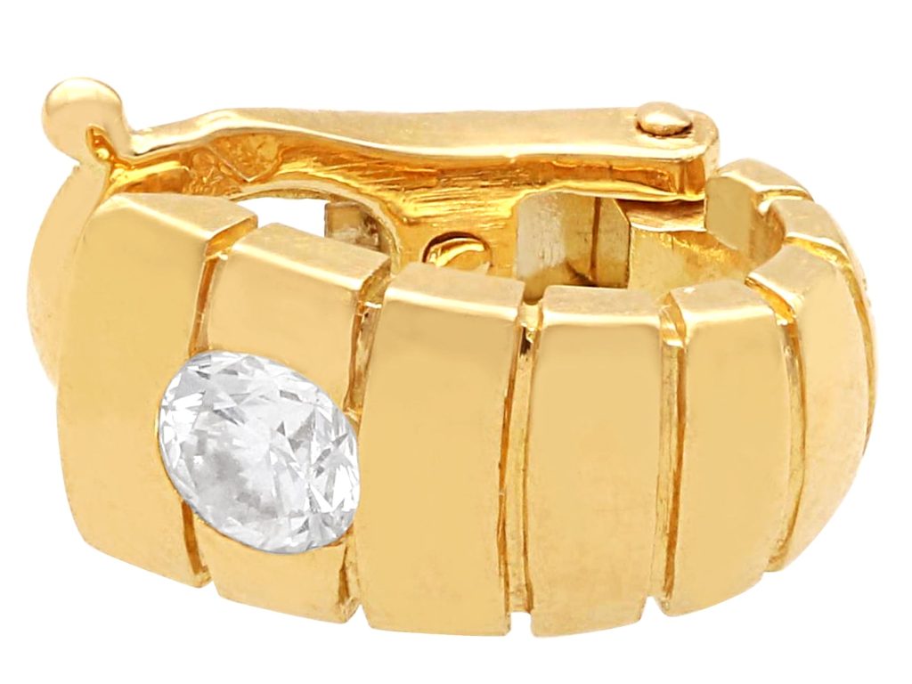 tapered gold hoops with diamonds 