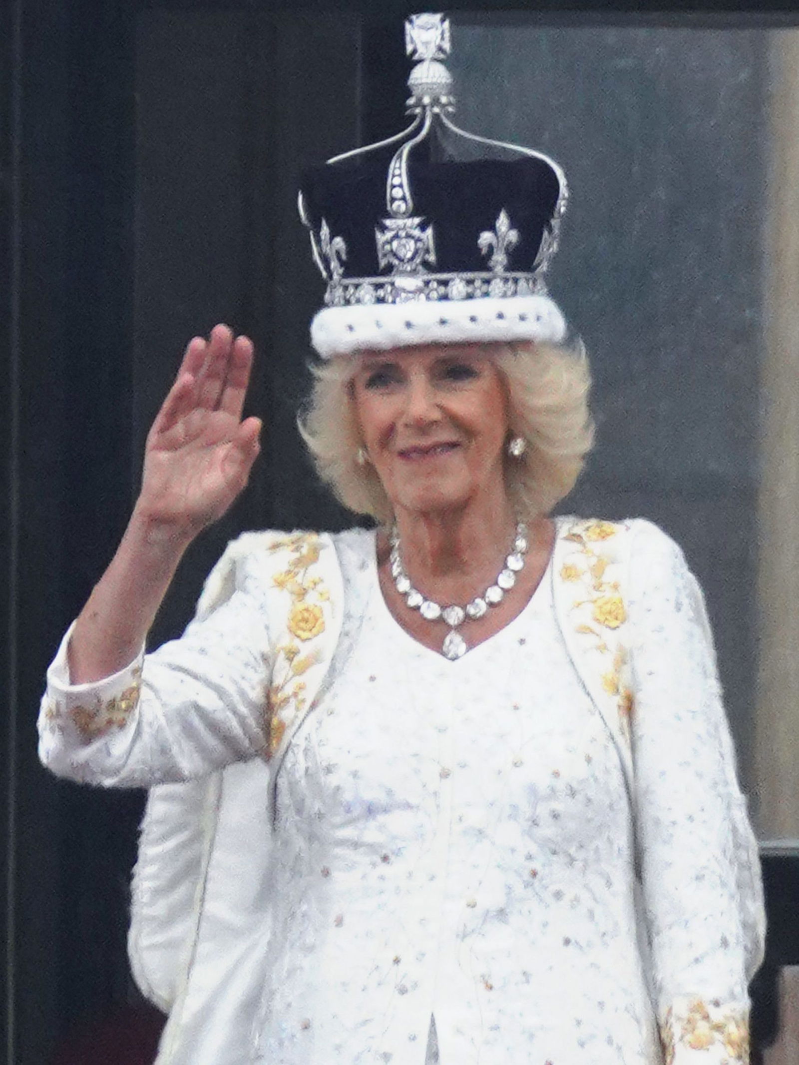 Queen Camilla wearing the Lahore Diamond on her coronation