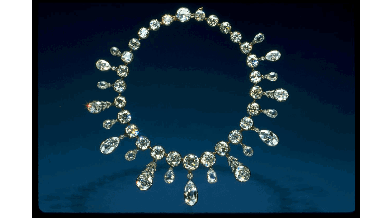The Napoleon Diamond Necklace now on display at the National Museum of Natural History.