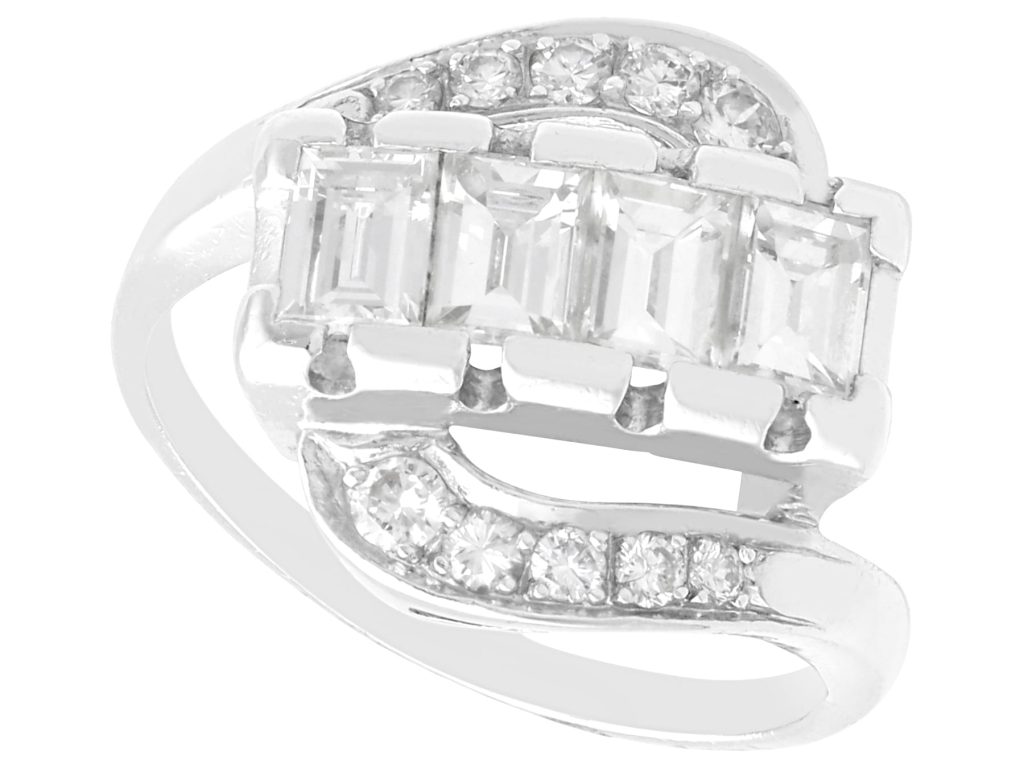 emerald cut twist ring