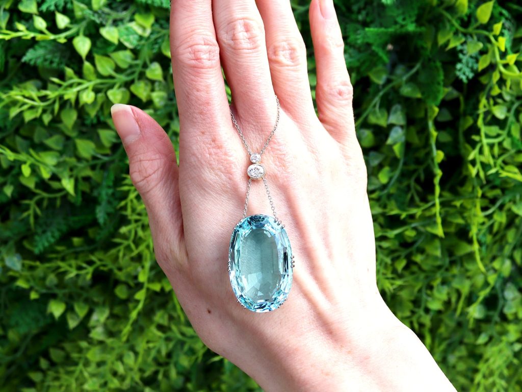 large aquamarine 1940s pendant