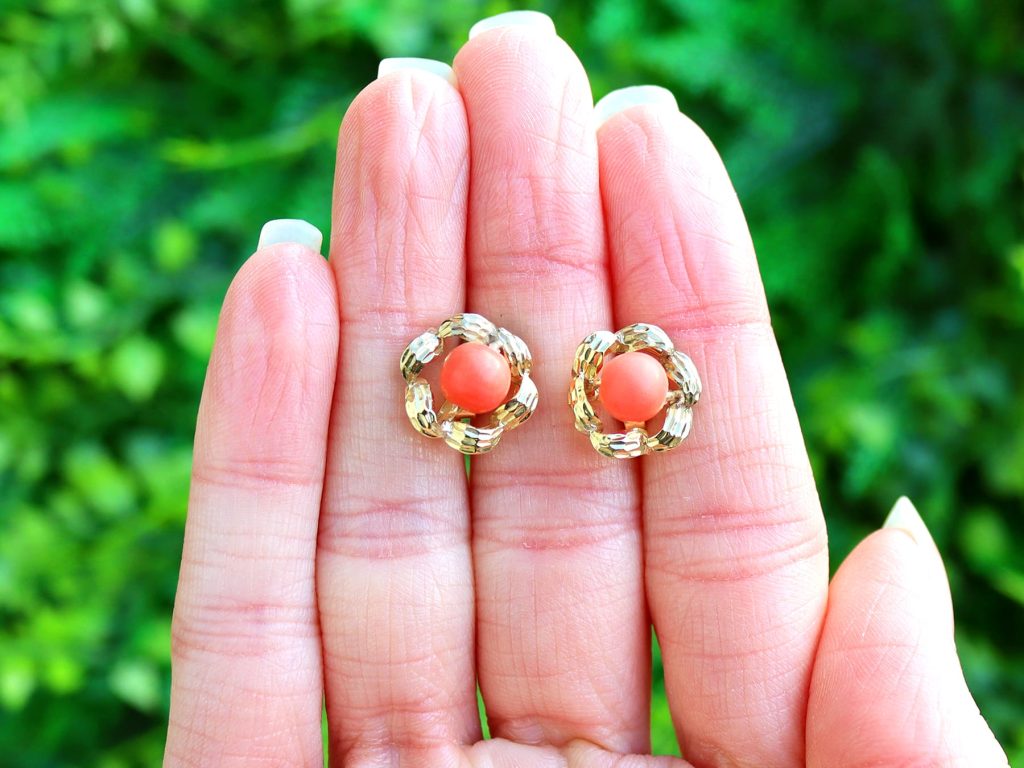 1970 gemstone and gold earrings