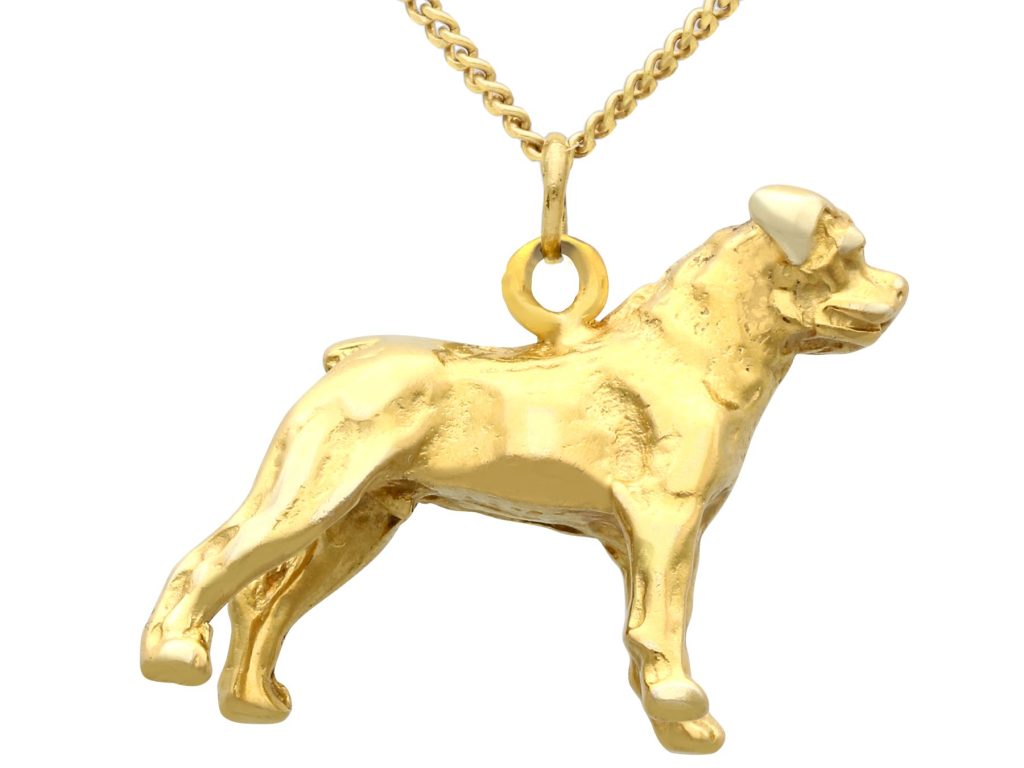 1960s yellow gold dog pendant