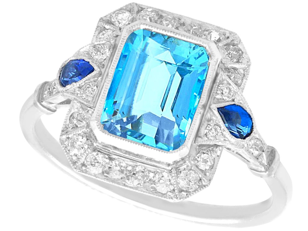 aquamarine and sapphire ring