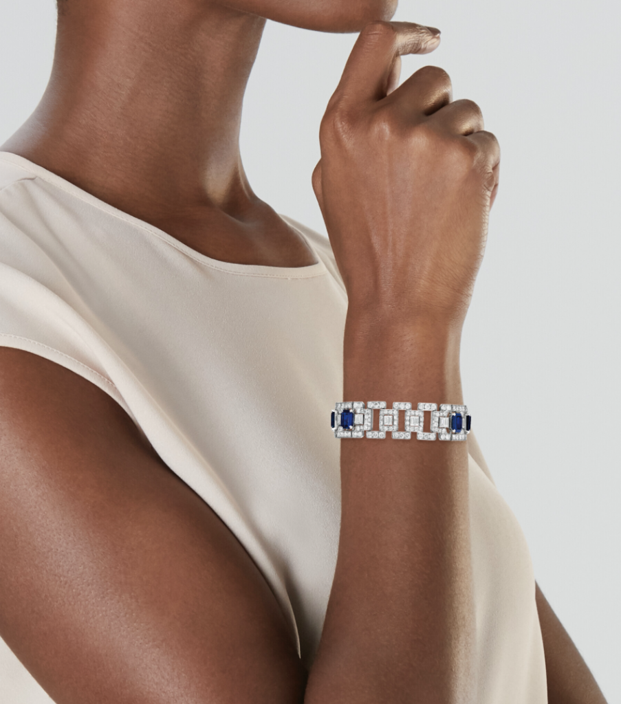 cartier sapphire bracelet on model
