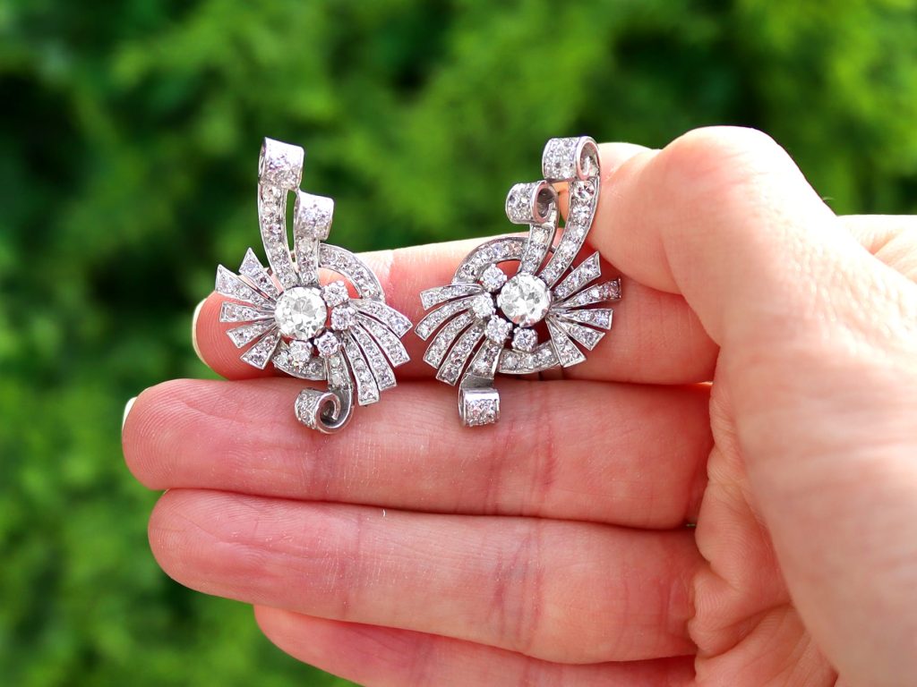 diamond and platinum Art Deco earrings 