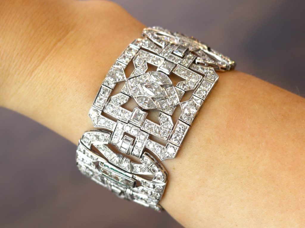 emerald and diamond Art Deco bracelet 