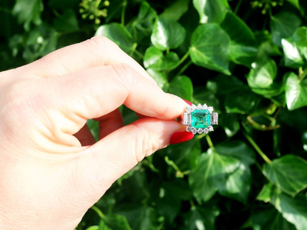 emerald and diamond cluster ring