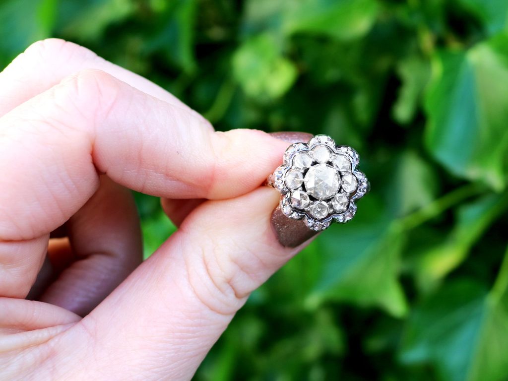 Victorian diamond cluster engagement ring