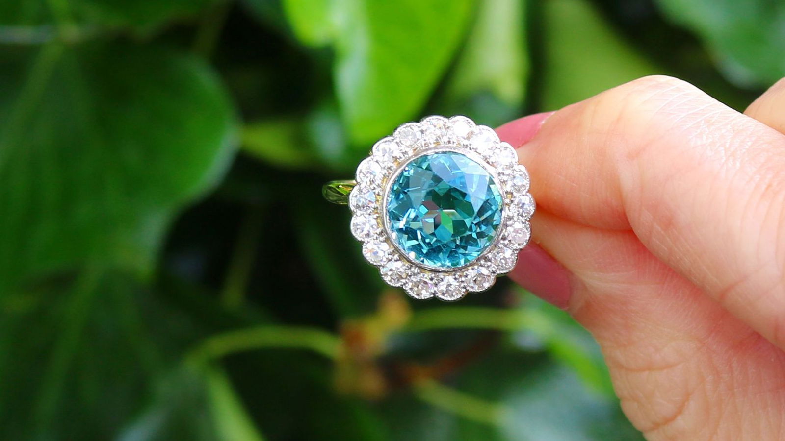 Coloured Gemstone Halo Engagement Ring