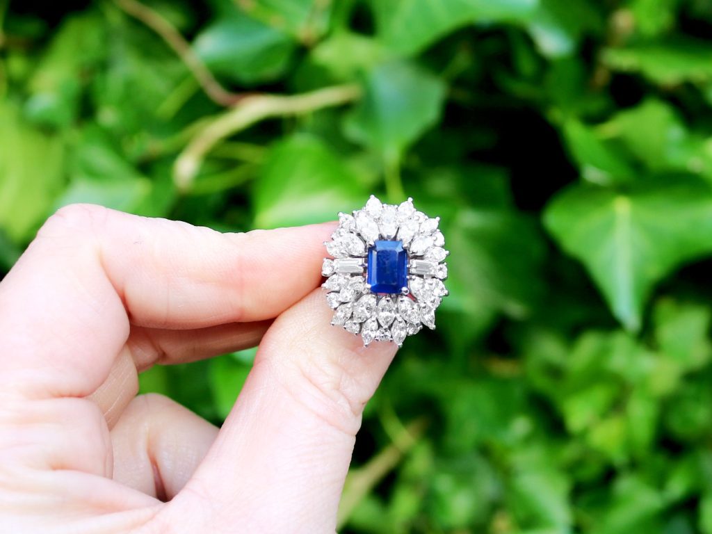 sapphire and diamond cluster ring