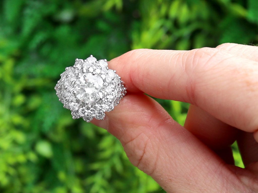 diamond white gold cluster ring