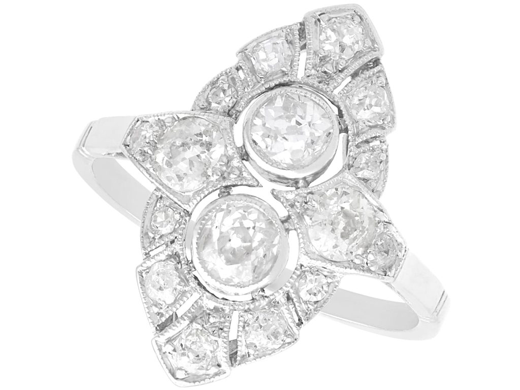 navette shaped diamond engagement ring