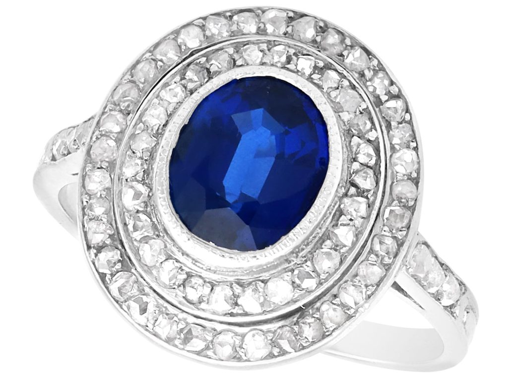 Double Halo Sapphire Engagement Ring
