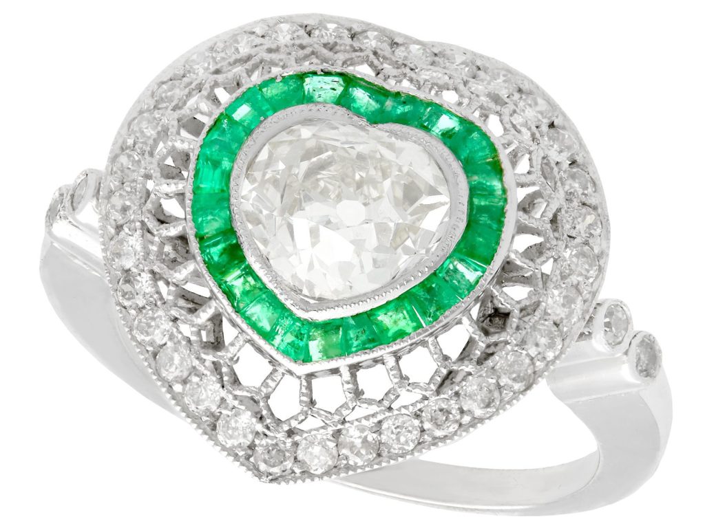 Emerald Heart Halo Ring