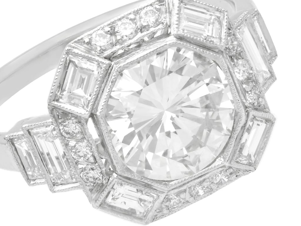 Art Deco Halo Engagement Ring 