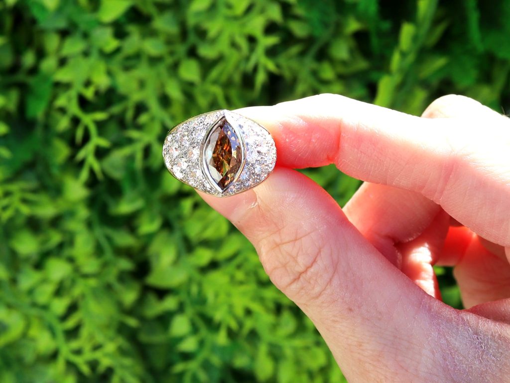 brown diamond yellow gold ring outside 