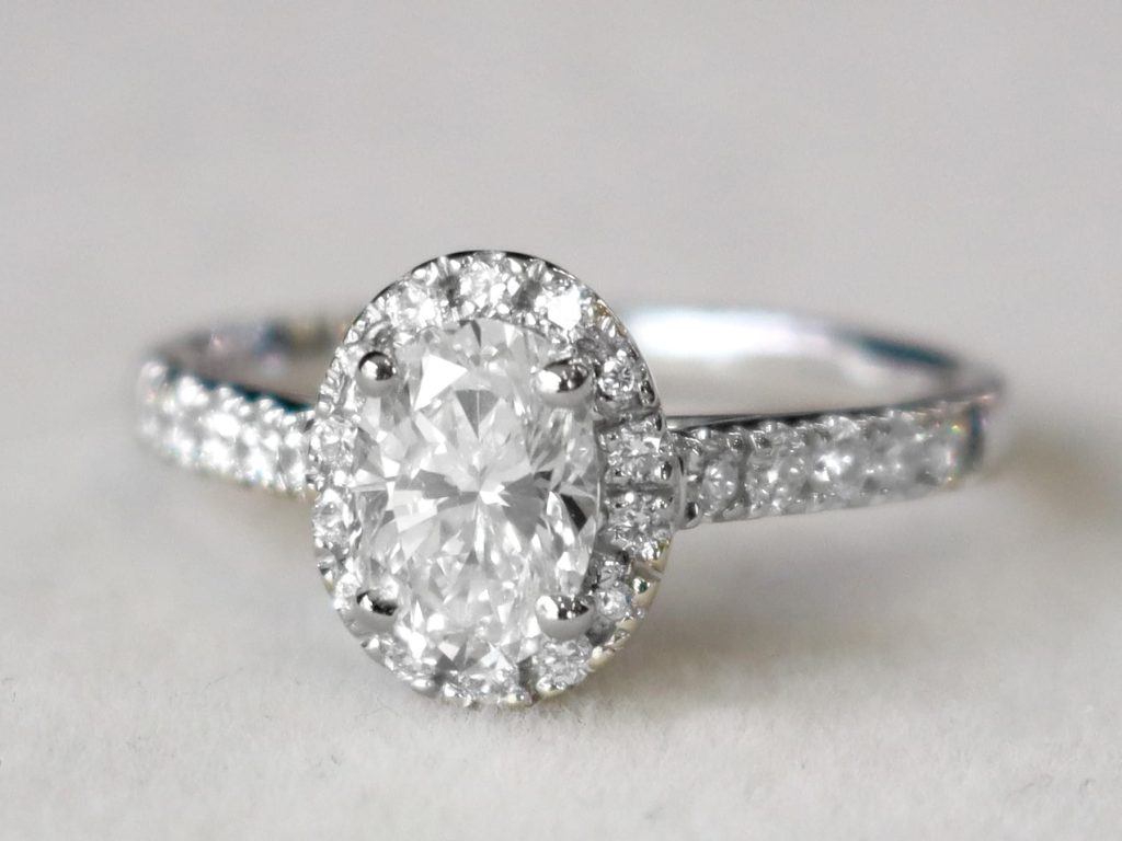 oval diamond halo engagement ring 
