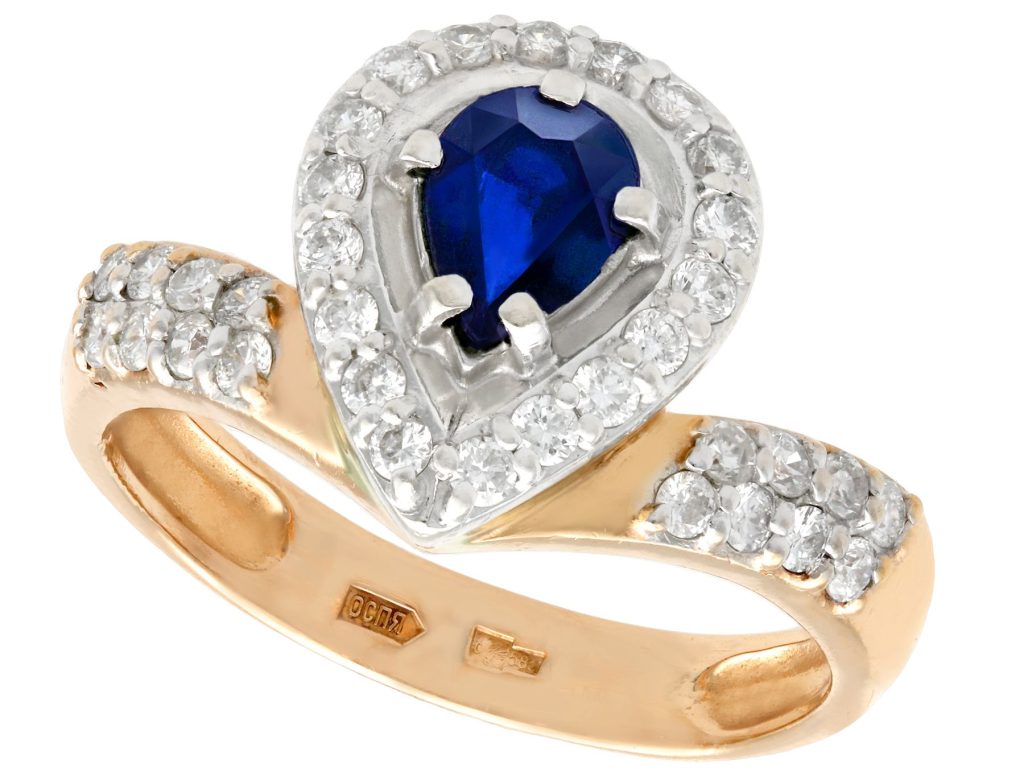 pear cut sapphire halo ring 