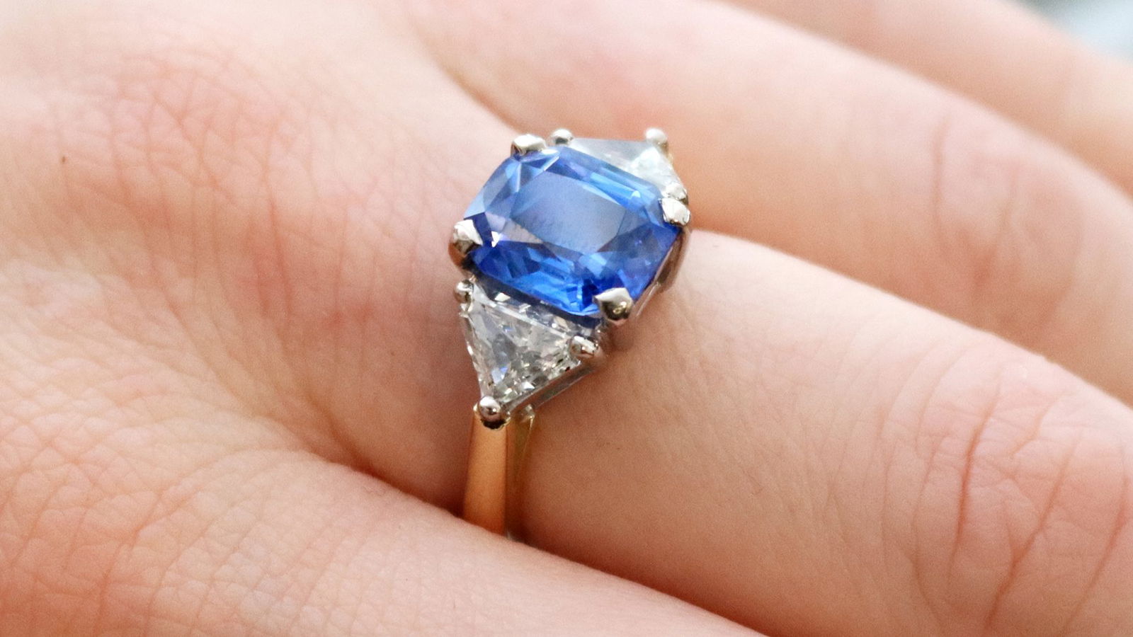 Blue Ceylon Sapphire Engagement Ring