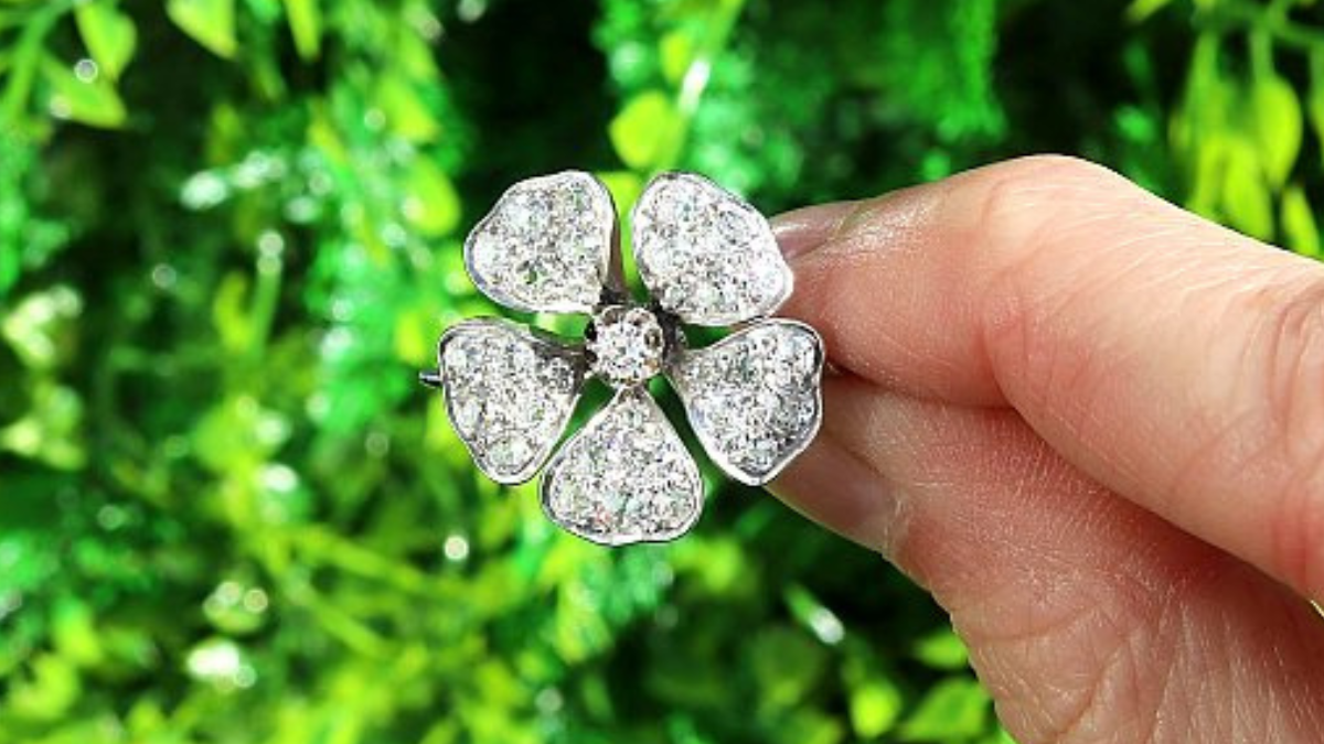 diamond flower brooch