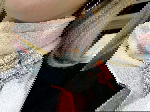 diamond brooch on scarf
