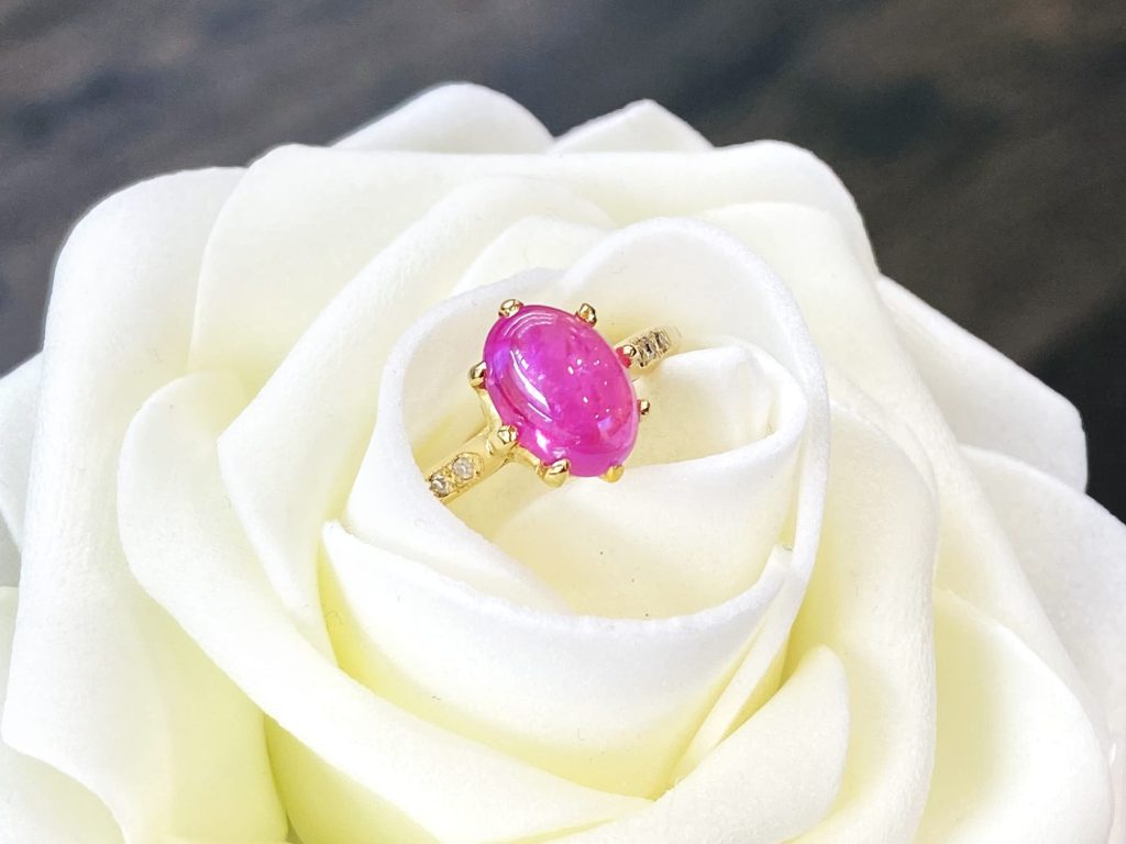 star ruby ring in a flower