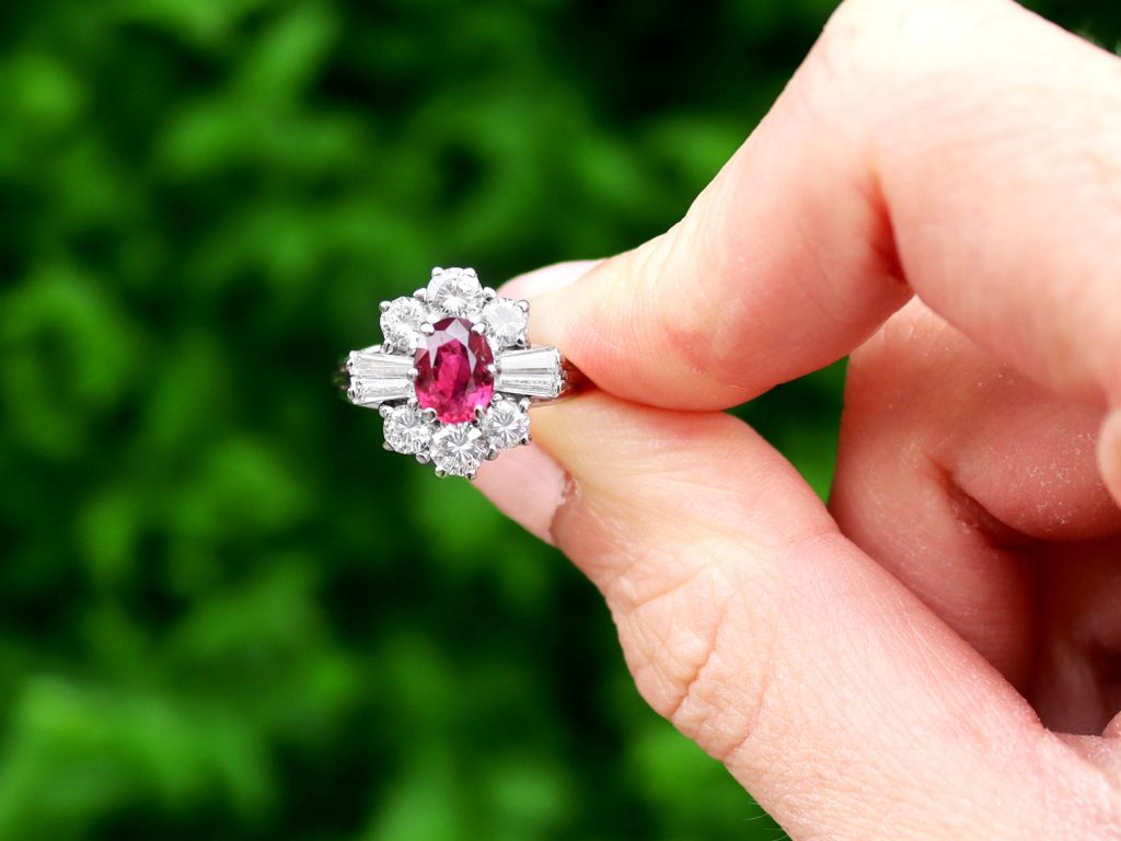 ruby and diamond cluster ring 