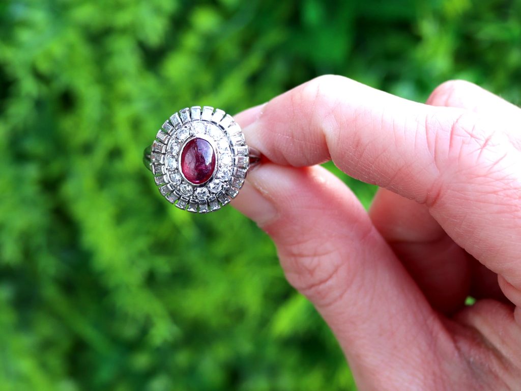 ruby and diamond halo ring 