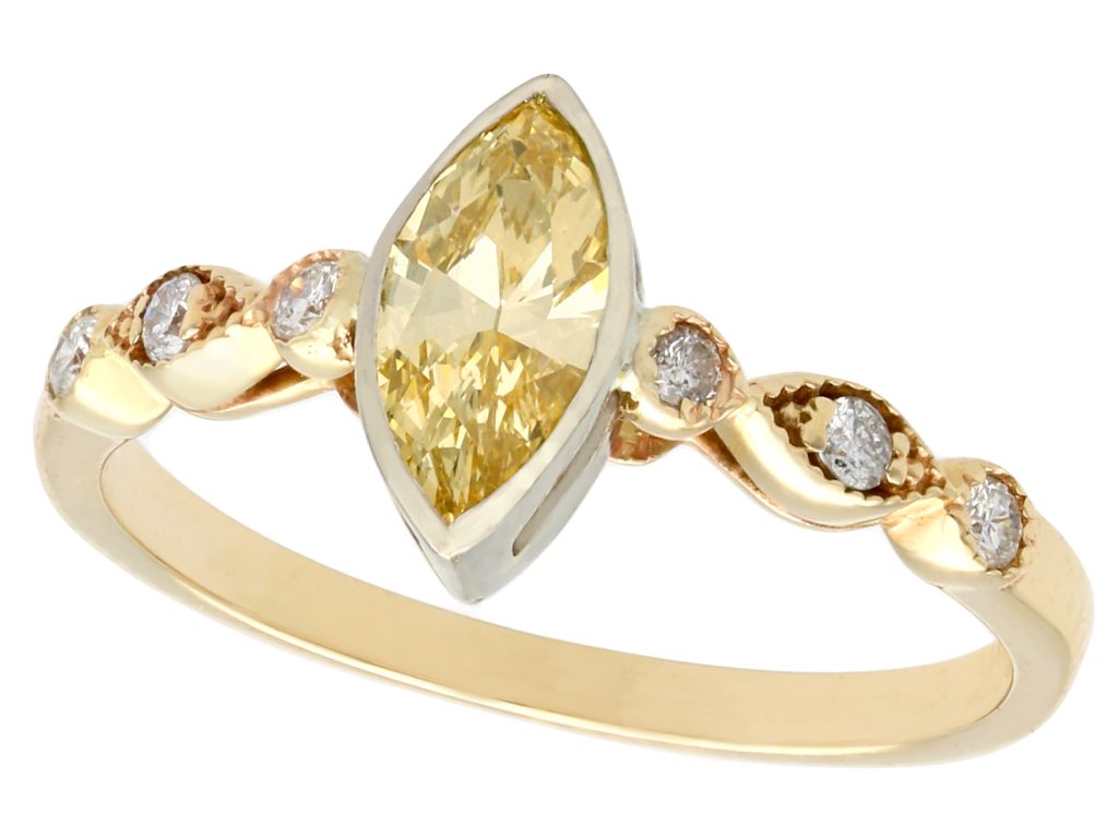 marquise cut orange yellow diamond ring 