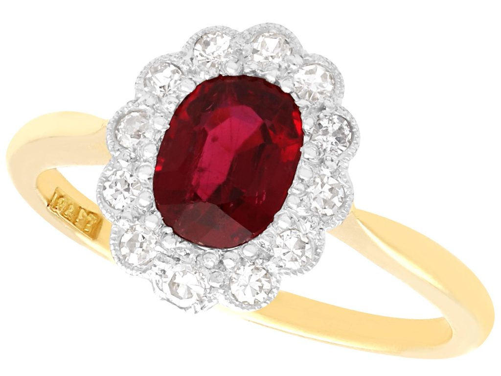 Vintage Ruby and Diamond Cluster Ring