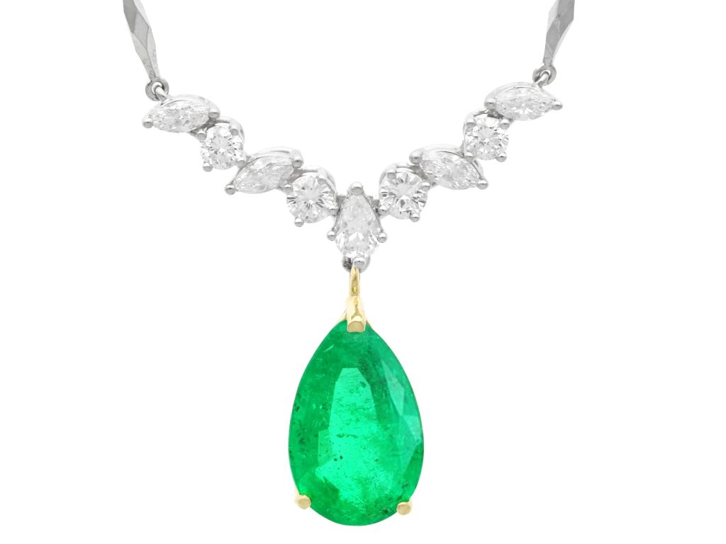 Pear Cut Emerald Necklace